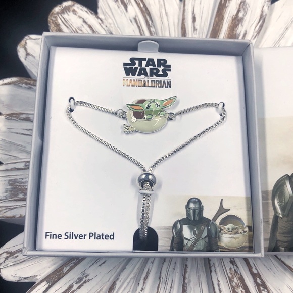 Star Wars The Mandalorian The Child Fine Sterling Silver Plated Lariat Bracelet - Picture 10 of 15